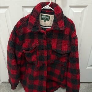 American Eagle Plaid Sherpa Jacket